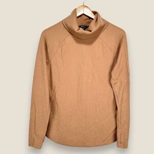Eddie Bauer Turtleneck Sweater Pullover Women Medium Brown Raglan Stretch Thumb